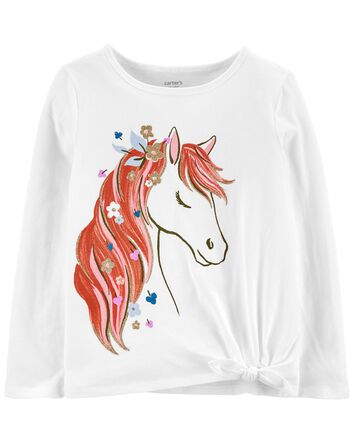 NWT Carter/'s Horse Shirt Top Girls Short Sleeve White Size 6//6x